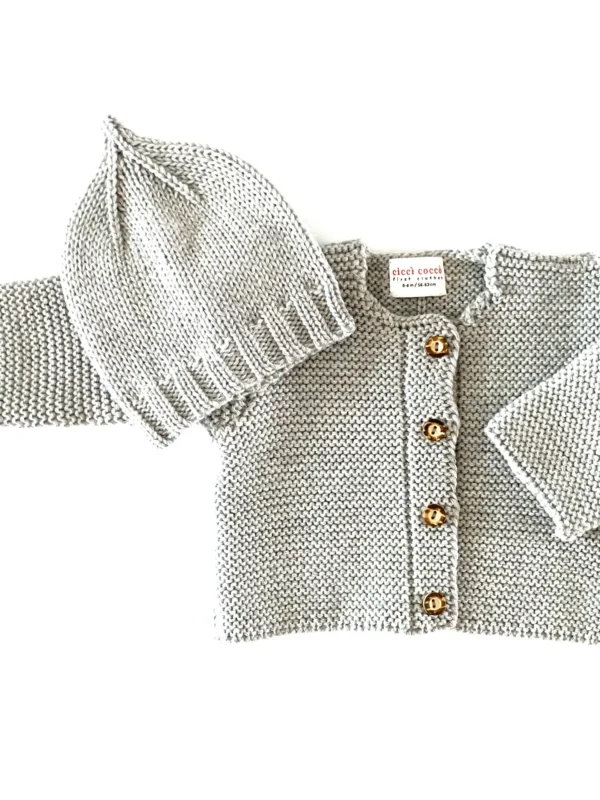 cicco cocco - Mini Scarner Strickjacke und Mütze aus Wolle (Merino) – Bild 5