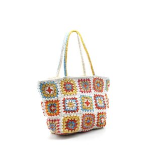 Vimoda -  gehäkelte Granny Square Schultertasche - Weiß